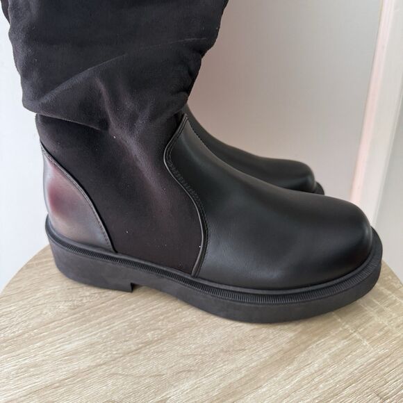 Women's Fashion Thick Heel Riding Boots Black Side Zipper Durable Elegant 7.5 - Picture 9 of 16